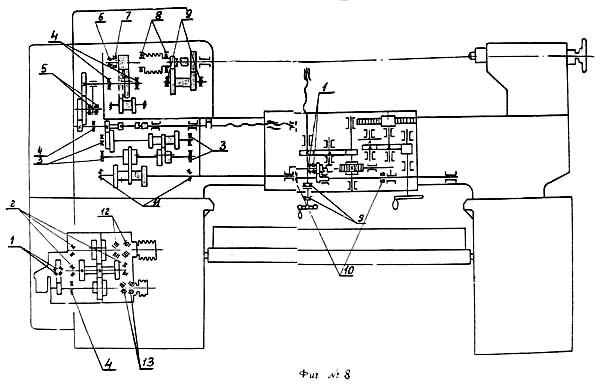Схема кінематична токарно-гвинторізного верстата 1У61